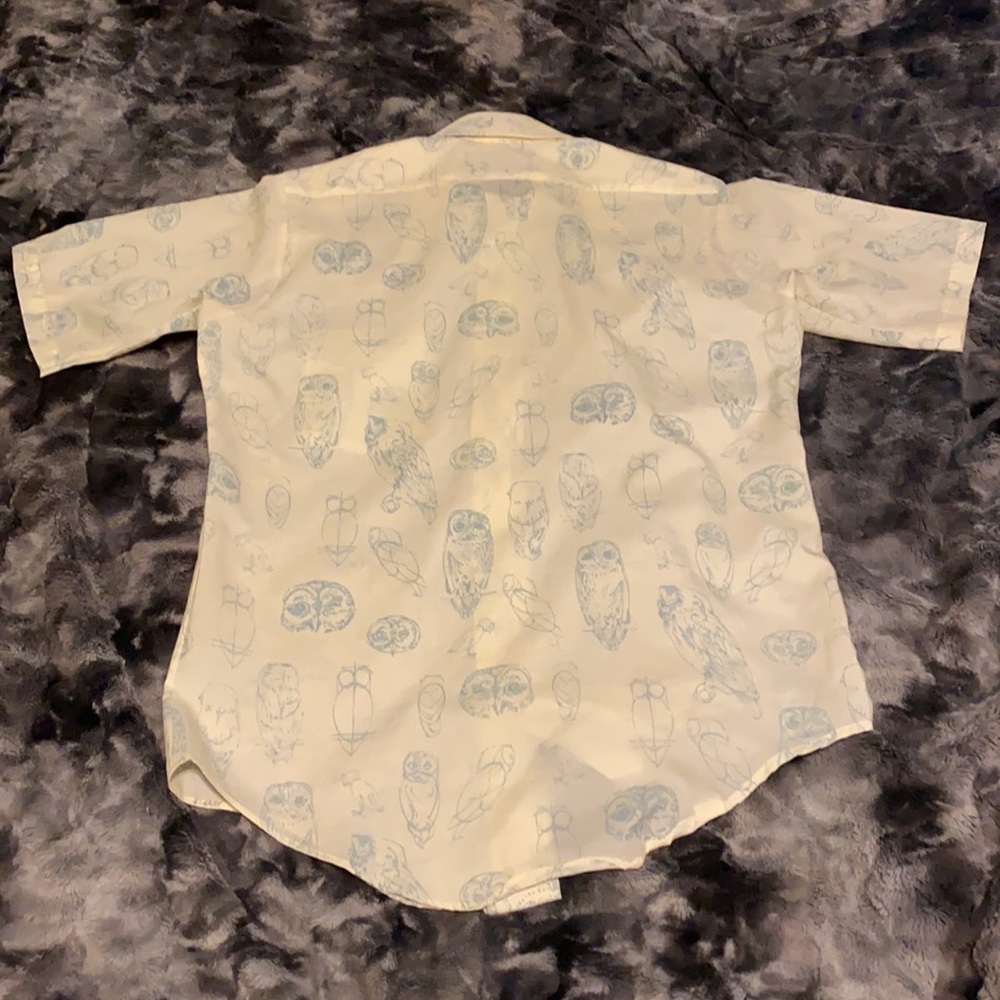 Mens M Van Heusen Hampshire House Vintage Owl Sketch Button Down